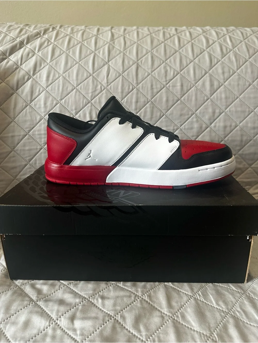 NEW Jordan Nu Retro Low-Top Sneakers in Red, Black & White